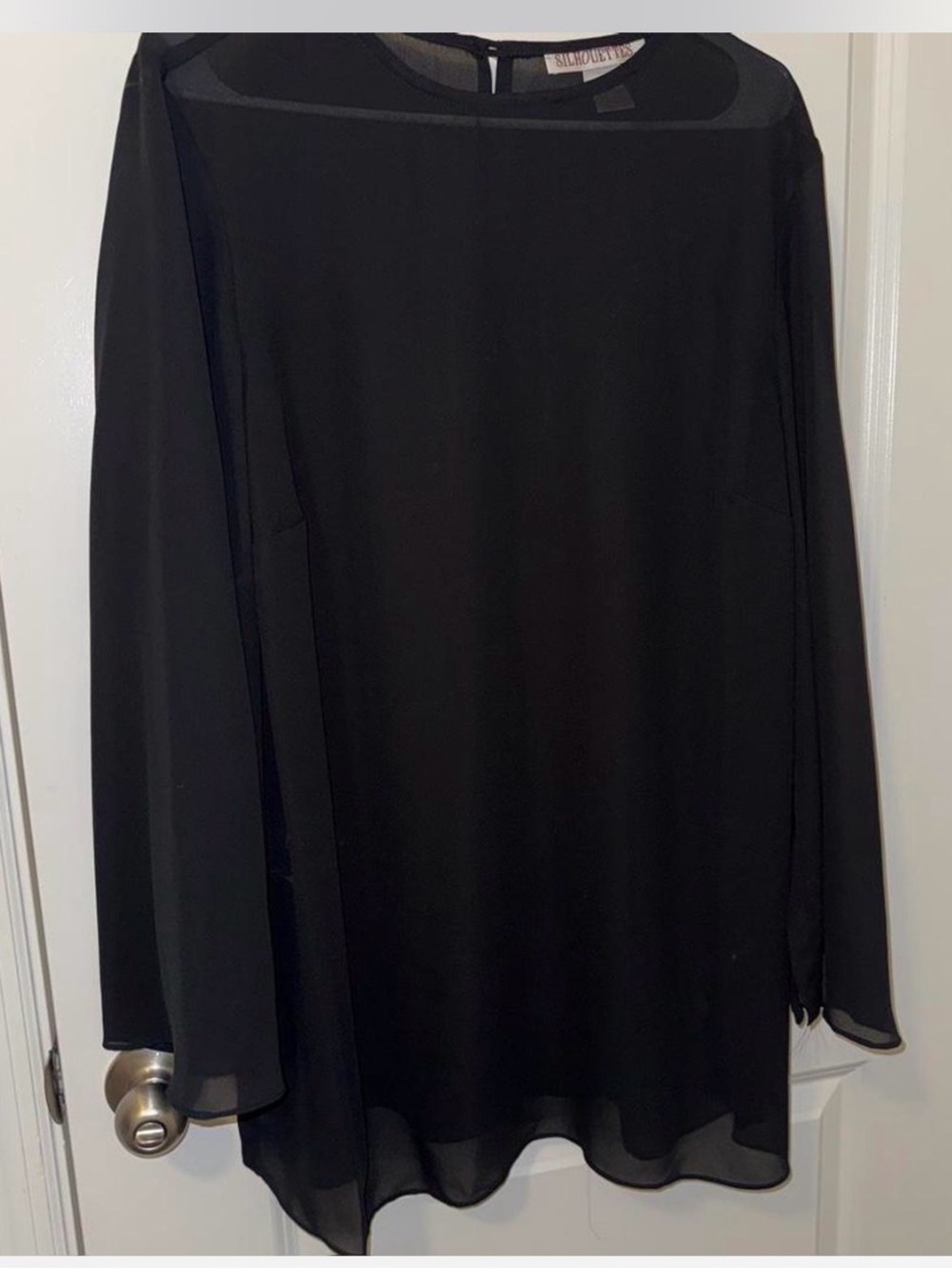 Silhouette Black Long Sleeve Chiffon Top